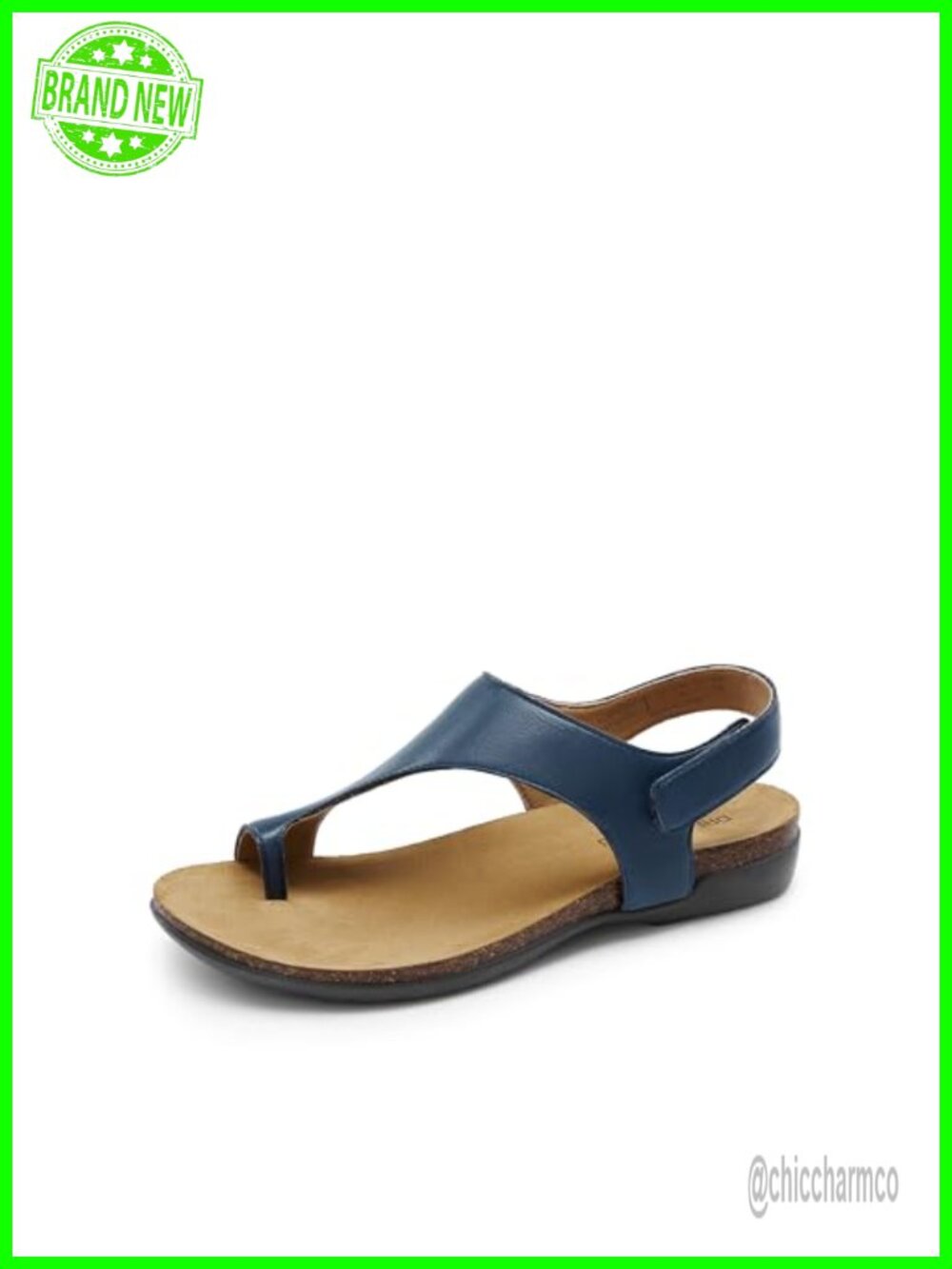 Women's Casual Flat Sandals with Arch Support Cork Footbed